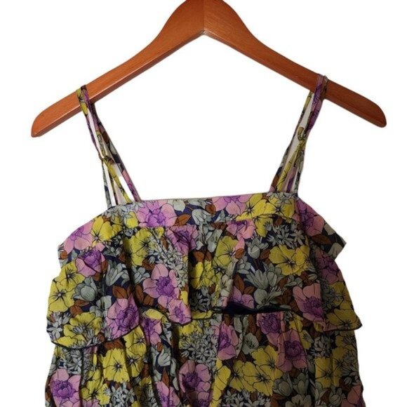 Anthropologie Leifnotes Floral Tank Top‎ Blouse size 2 Strappy Ruffles - Picture 4 of 9